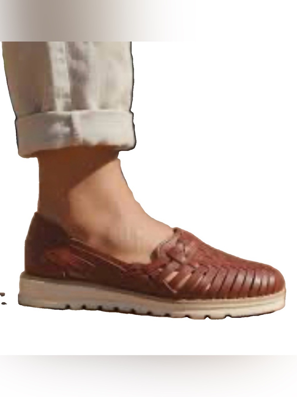Huaraches by Bearpaw Woven Leather Flats Saddle Brown Rubber Soles Sz 9 NEW